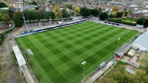 Drone shot of Taunton Town's stadium