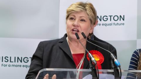 Emily Thornberry speaking at a podium