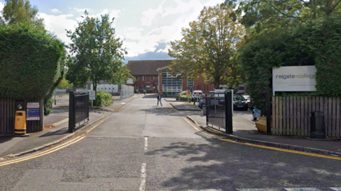 The entrance to Reigate College