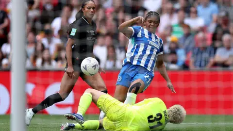 Brighton's Madison Haley challenges Ayaka Yamashita
