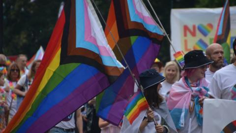 Pride flags at Reading Pride