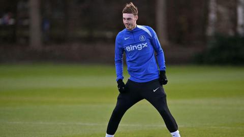 Cole Palmer smiling in training