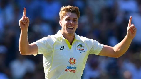 Cameron Green celebrates a wicket