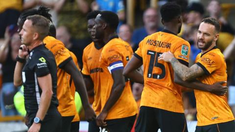 Wolves celebrate against Port Vale