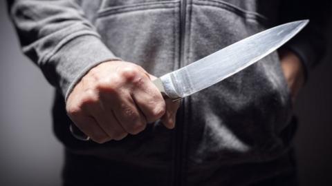 Person holding knife