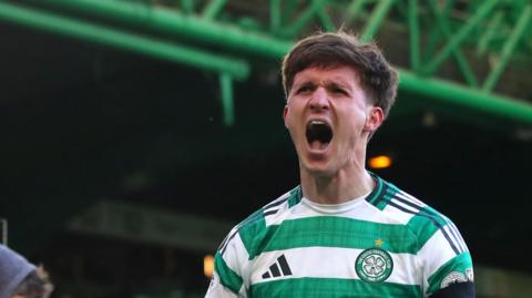 Johnny Kenny celebrates for Celtic