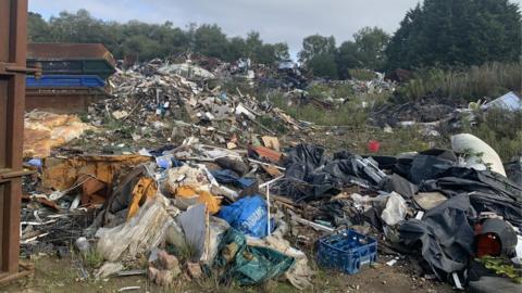 The illegal waste site near Wimborne in East Dorset