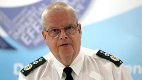 Police Service of Northern Ireland (PSNI) Chief Constable Simon Byrne during a press conference after an emergency meeting of the Northern Ireland Policing Board at James House in Belfast, following a data breach.