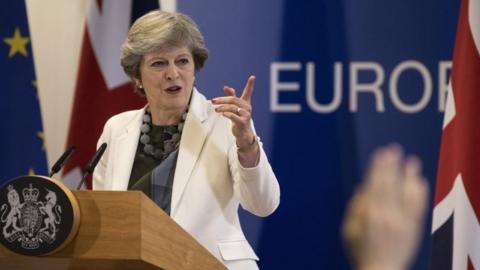 British Prime Minister Theresa May in Brussels. Photo: October 2017