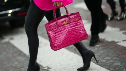 Someone at Paris fashion week carrying Birkin bag