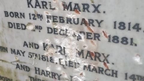 Damage to Karl Marx monument