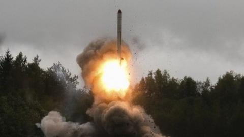 A Russian missile is fired during military exercises