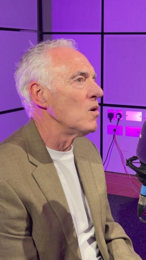 Eric Steele sat in the BBC Radio Derby studio
