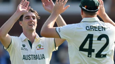 Australia celebrate taking wicket