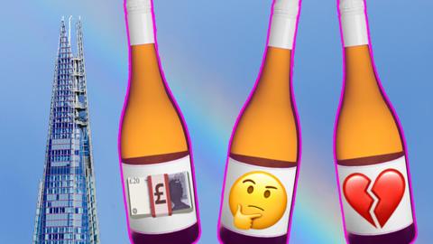The shard and three wine bottles