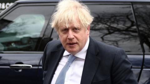 Former British Prime Minister Boris Johnson arrives at a residence in London, Britain, March 3, 2023. REUTERS/Henry Nicholls