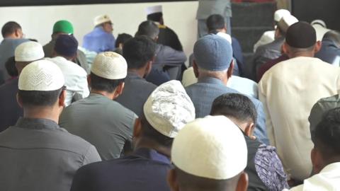 Worshippers at Northbrooks Mosque