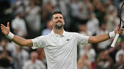 Novak Djokovic celebrates
