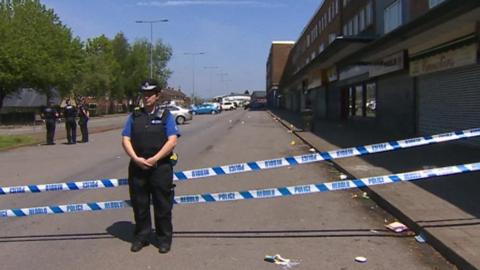 Police have closed a road in Llanrumney after a stabbing