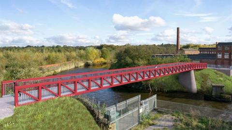 Footbridge over the River Irwell in Radcliffe