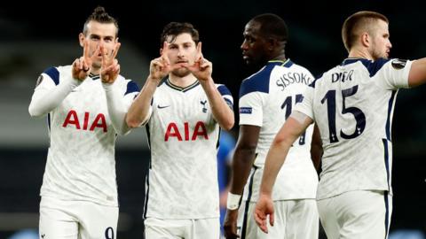 Gareth Bale celebrates for Tottenham