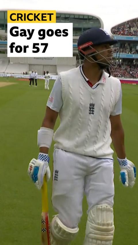 England's Emilio Gay gets bowled out by NZ on day two of their Test match at Lord's