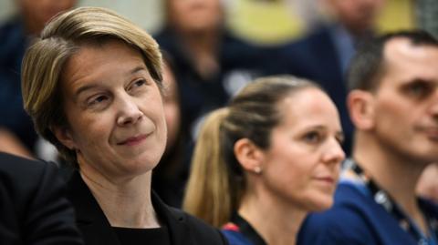 Amanda Pritchard (left), a blonde woman who is the outgoing head of NHS England