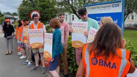 Junior doctors on strike at Friarage Hospital