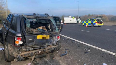 Crash on M1 northbound, between junction 27, in Nottinghamshire, and 28, in Derbyshire