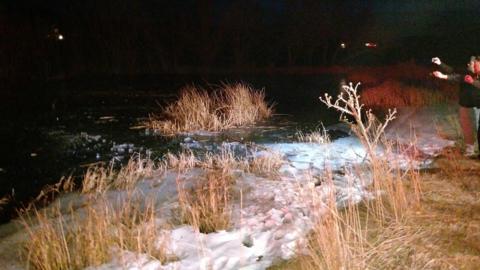 Frozen pond in New Harmony, Utah