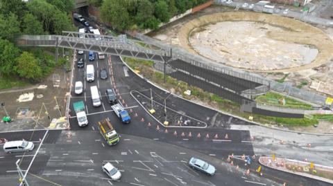 A CGI image of how the Gyratory will look with the new footbridge