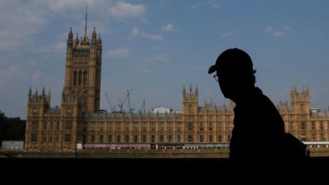 Silhouette outside Parliament