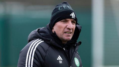 Celtic manager Brendan Rodgers no the training ground