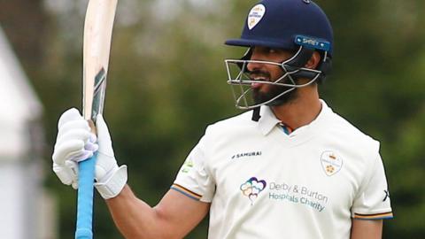 Shan Masood celebrates his century