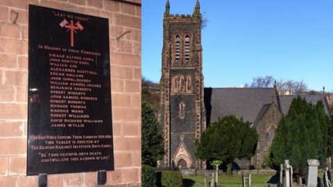 War memorial at St David's Church, Bangor