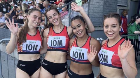 The Isle of Man's women's 4x100 bronze medal team