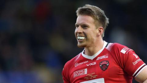 Loghan Lewis on his Salford debut against Warrington in June