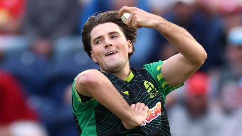 Southern Brave all-rounder James Coles about to deliver a ball