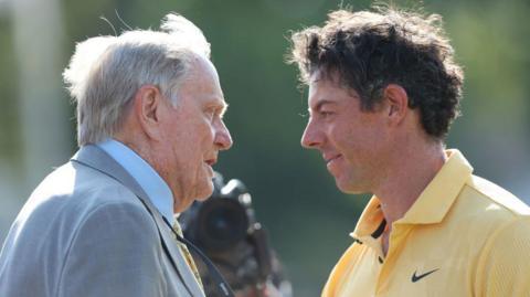 Jack Nicklaus and Rory McIlroy, pictured in 2023