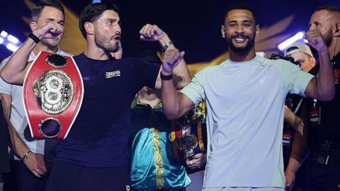 Josh Kelly and Caoimh Agyarko pose for photos