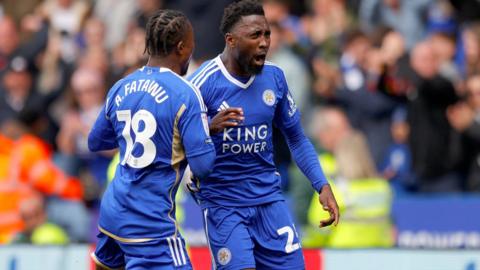 Wilfried Ndidi scores the opening goal for Leicester