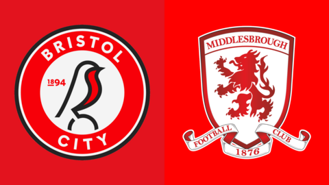 The club badges of Bristol City and Middlesbrough