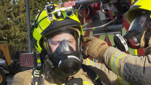 Firefighters with new AI smart helmet