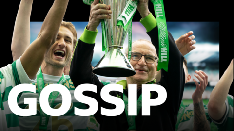 Celtic manager Martin O'Neill with the Scottish Premiership trophy