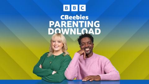 Katie Thistleton and Guvna B on the CBeebies Parenting Download podcast.