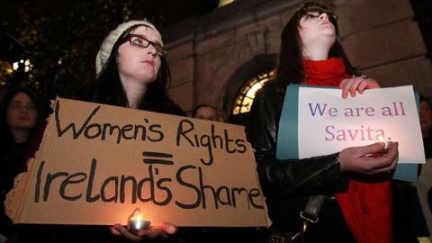 A vigil for Savita Halappanavar, who died in 2012 after being denied an abortion