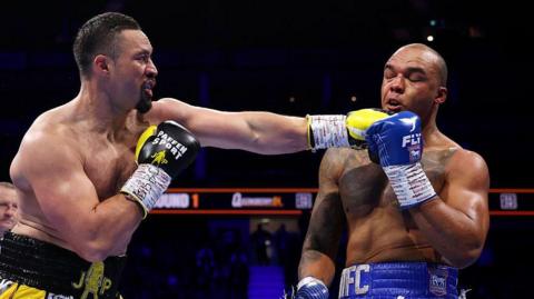 Joseph Parker lands a left on Fabio Wardley