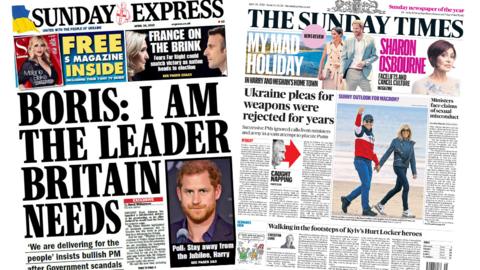 The Sunday Express and the Sunday Times front pages 24 April 2022