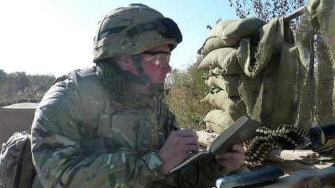 Dan Peterson drawing in Afghanistan