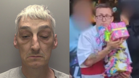 A composite of Wilkinson's mug shot and Honey robbing Lush